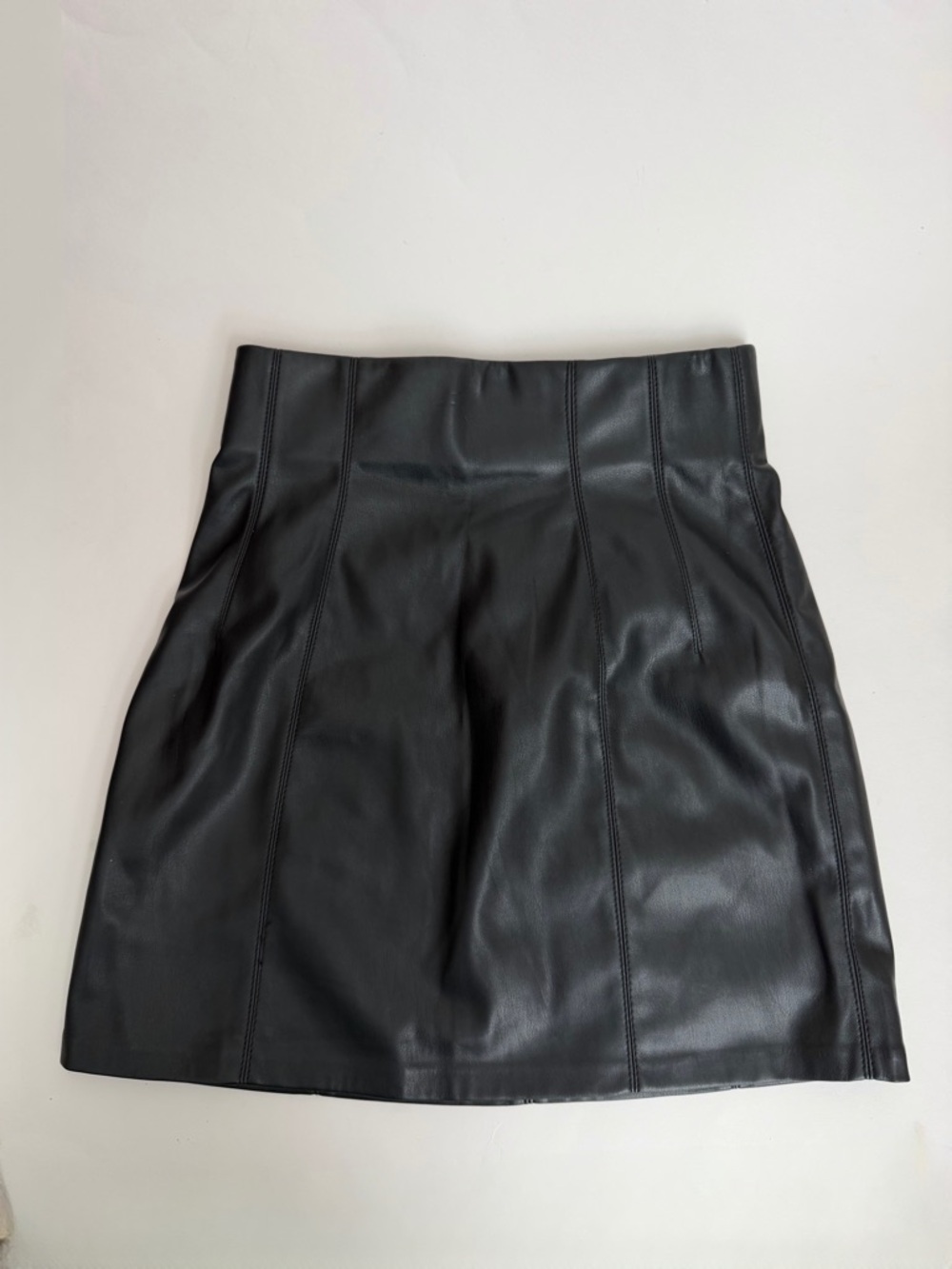 Zara Black Faux Leather Paneled Mini Skirt Size Small